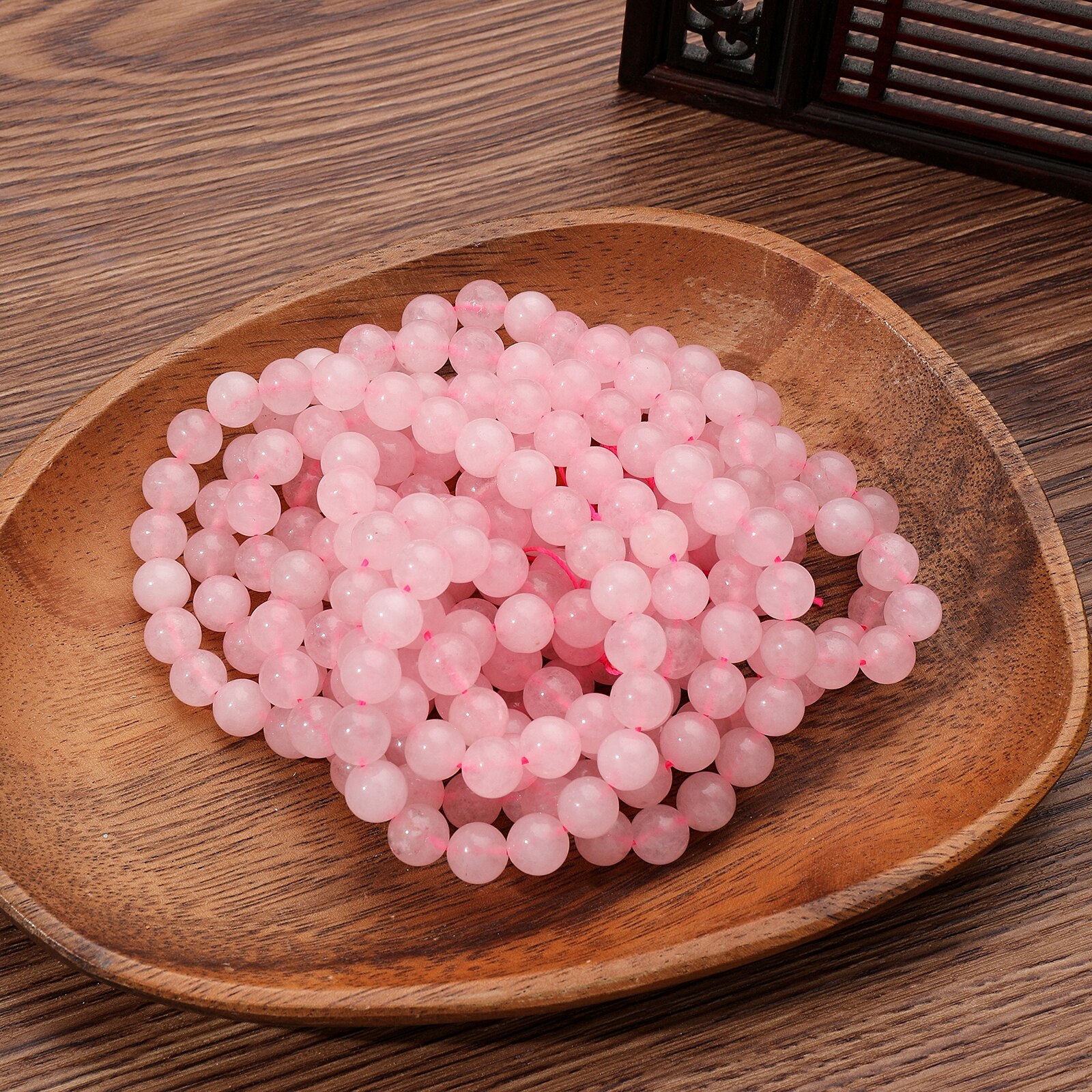 1เส้น45ชิ้นหินธรรมชาติโรสควอตซ์ตาเสือสีดำออบซิเดียนลูกปัดสำหรับสร้อยคอ DIY สร้อยข้อมือทำเครื่องประดับ