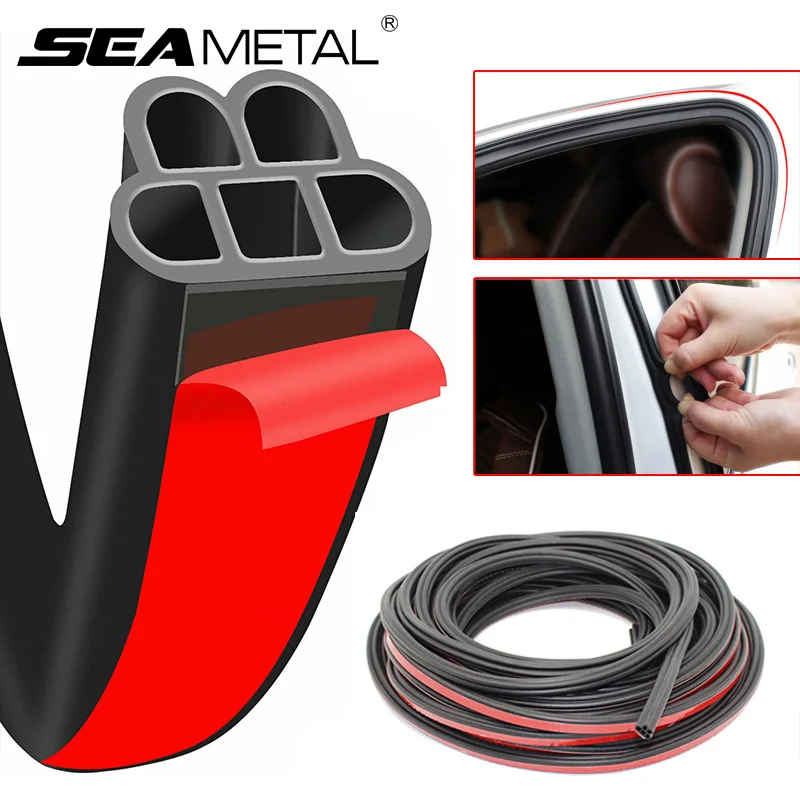 SEAMETAL tira de sellado de puerta de coche de doble capa tira de sellado autoadhesiva de goma aislamiento acústico impermeable para puerta de coche capó maletero
