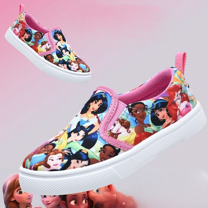 Disney-zapatos de lona informales para niños, Calzado cómodo de dibujos animados, color rosa, talla 26-31