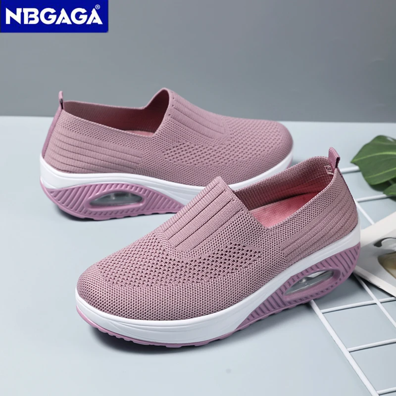 Mulheres sapatos de caminhada almofada de ar antiderrapante sapatos ortopédicos senhoras plataforma mules cunha respirável tênis femininos