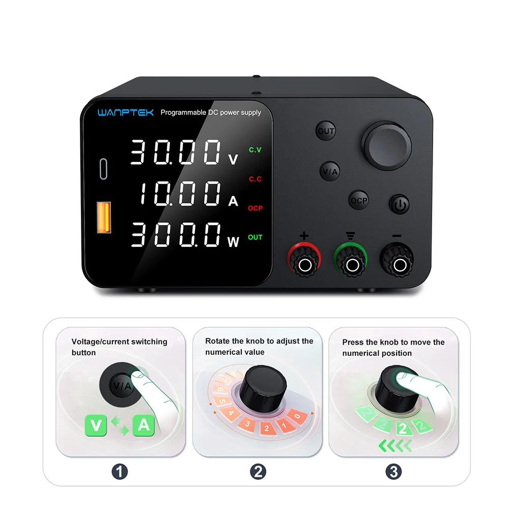 Fonte de alimentação de laboratório Wanptek ajustável 30V 5A 30V 10A 60V 5A 120V 3A com saída de alarme de curto-circuito fonte de alimentação DC