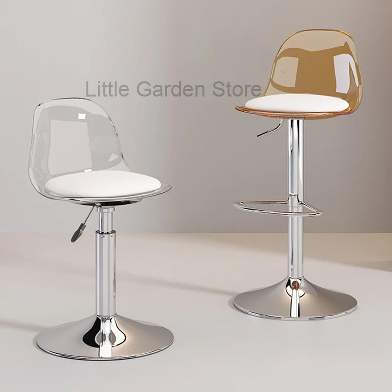 Metal Pink Bar Stool Acrylic Lifting Waiting Transparent Bar Stool Library Industrial Taburetes Altos Cocina Counter Furniture