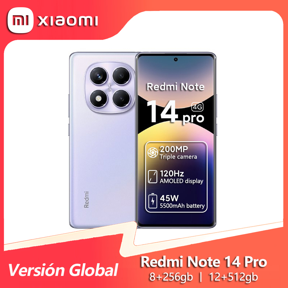 Versión Global Xiaomi Redmi Note 14 Pro 4G Smartphone MediaTek Helio G100-Ultra pantalla de 6,67 pulgadas cámara de 200MP batería de 5500mAh