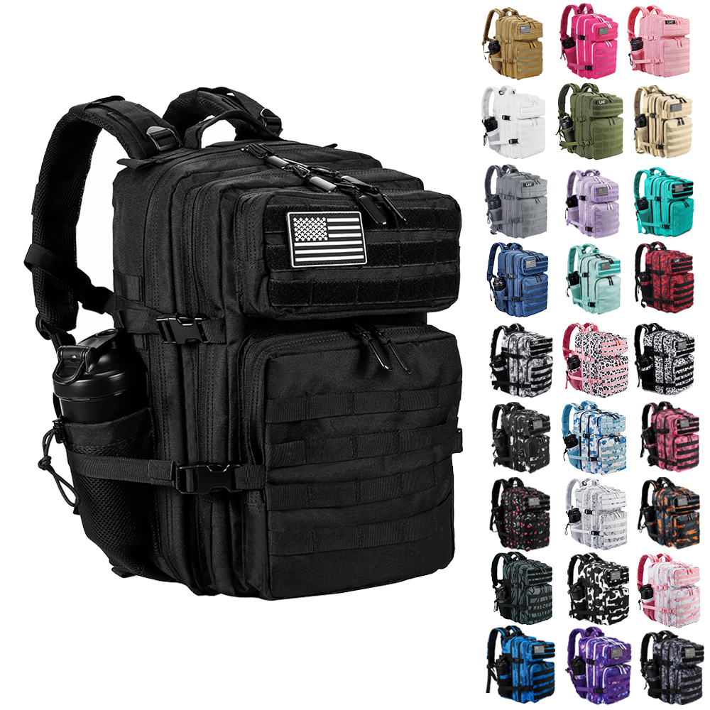 LHI 45L/35L/25L Taktischer Rucksack für Damen und Herren, wasserdicht, für Sportler, Fitnessstudio, Outdoor, Reisen, Wandern, Rucksack mit Flaschenhalter