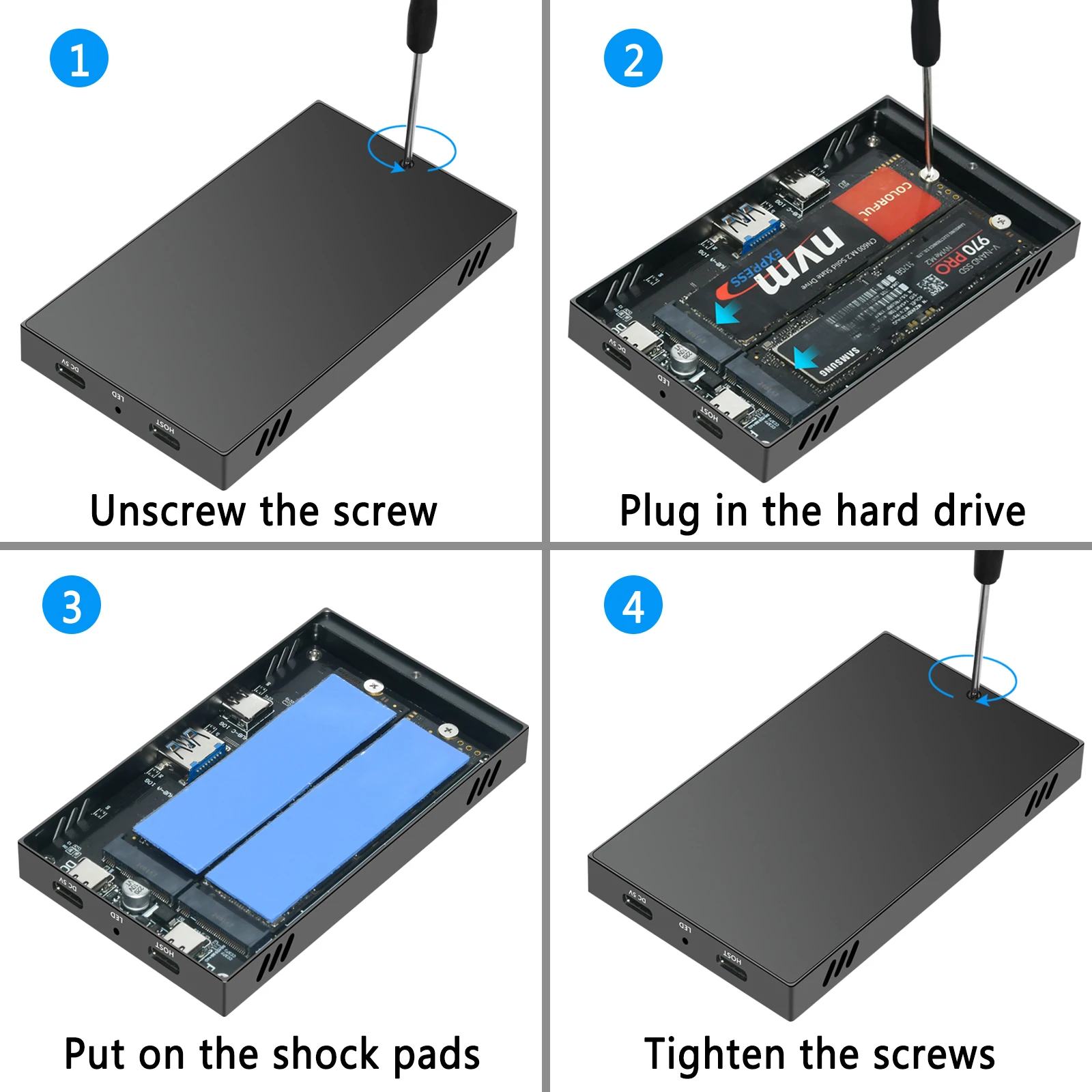 Док-станция M.2 для жёстких дисков, 10 Гбит/с ,Dual Protocol M.2 SSD Case PCIe NVME HDD Docking Station  USB3.2 GEN2 10Gbps Solid State Drive Enclosure Adapter for PC