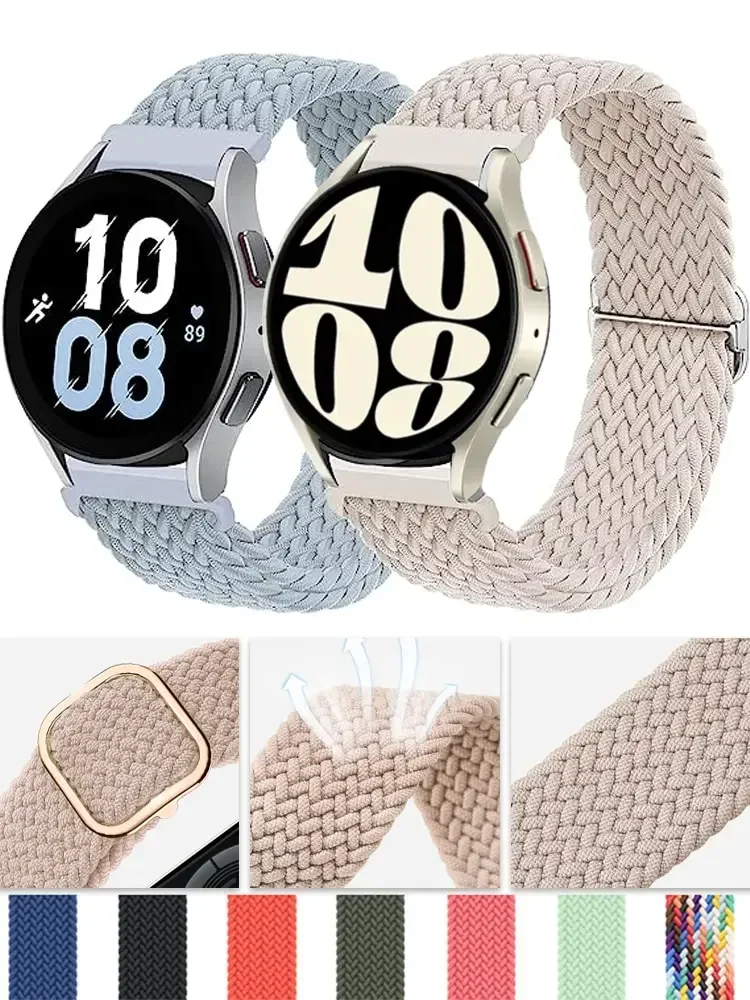 Pulseira de 20mm 22mm para samsung galaxy watch 4/5/6/5 pro/6 clássico/gear s3/active 2 trançado solo loop pulseira huawei gt 2e 3 4
