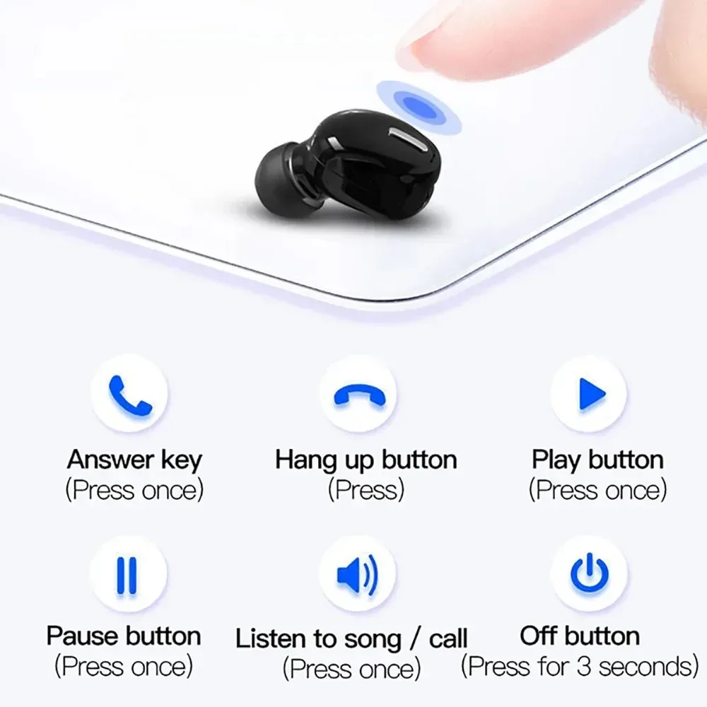 X9 fone de ouvido sem fio bluetooth 5.0 com microfone único fone de ouvido esportivo para xiaomi huawei fones de ouvido de som estéreo