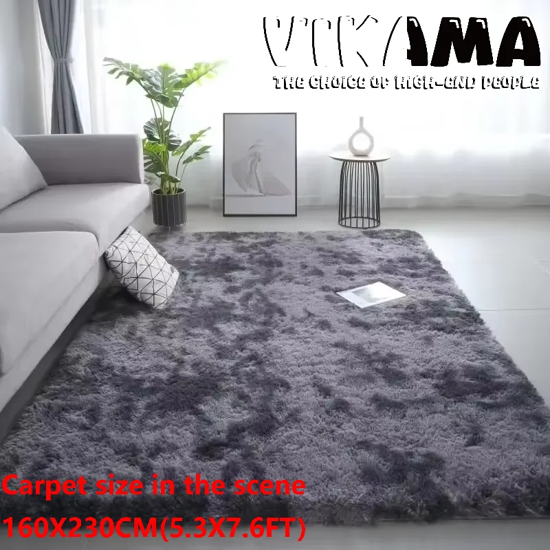 VIKAMA สีทึบ Simple Nordic Tie-DYE พรมห้องนั่งเล่นห้องนอนเตียงโซฟาสบายผ้าห่มผ้าไหมผ้าขนสัตว์ชั้นทั้งหมด Spread