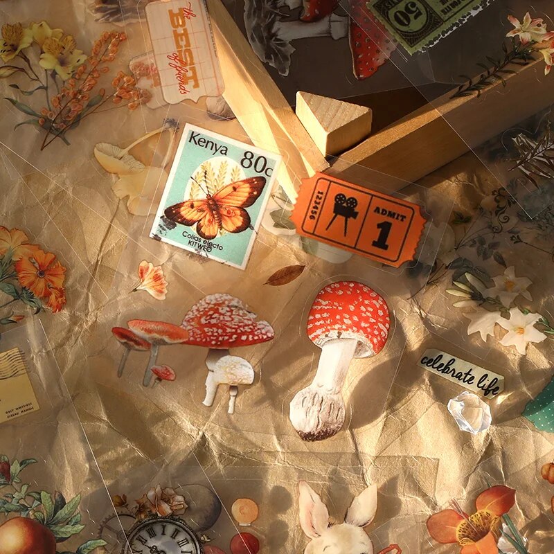 100pcs/Box Creative Butterfly Plant Sticker Set Handbook DIY Material Packet Decoration Scrapbook Stickers