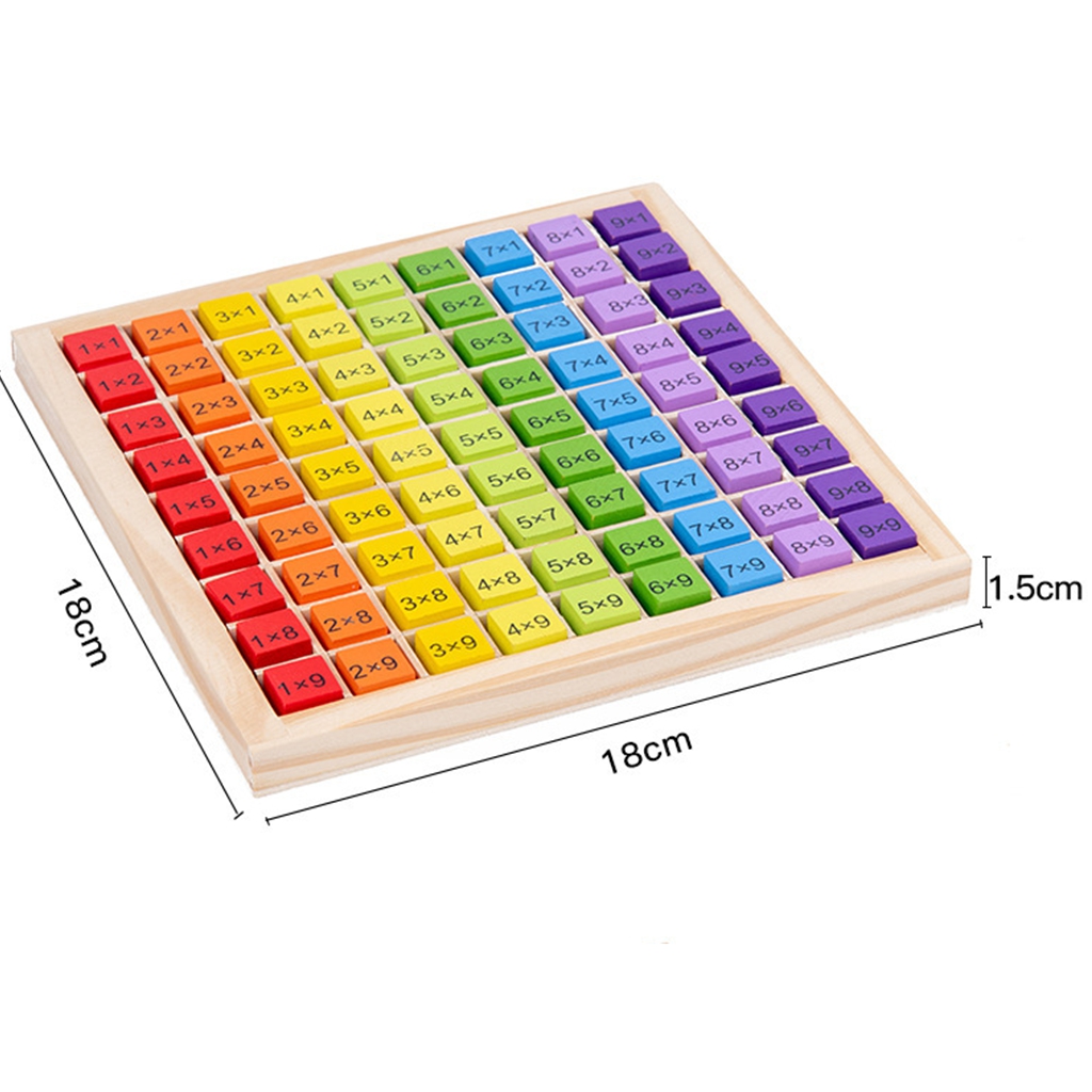 나무 곱셈 보드 게임, 81 큐브 블록 몬테소리 9*9 답변이있는 테이블 트레이 유치원 학습 장난감 선물