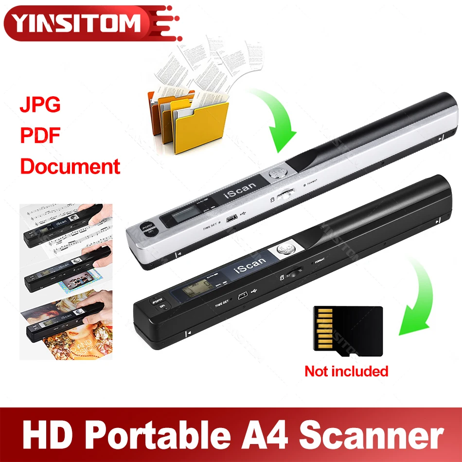 Iscan01 portátil a4 leitor de documentos scanner 900dpi para livros de contrato escritório negócios scanners móveis portáteis jpg formato pdf
