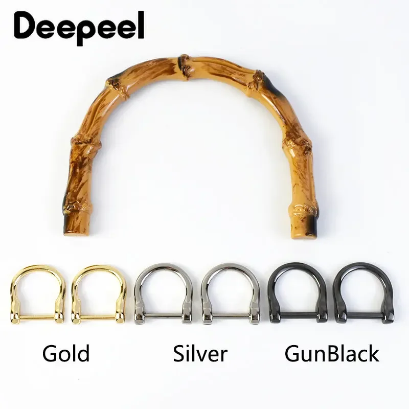 1Pc Deepeel 8/9/12/15cm U-shaped Woman Bag Natural Handles Bamboo Purse Frames Kiss Clasp DIY Hardware Woven Accessories