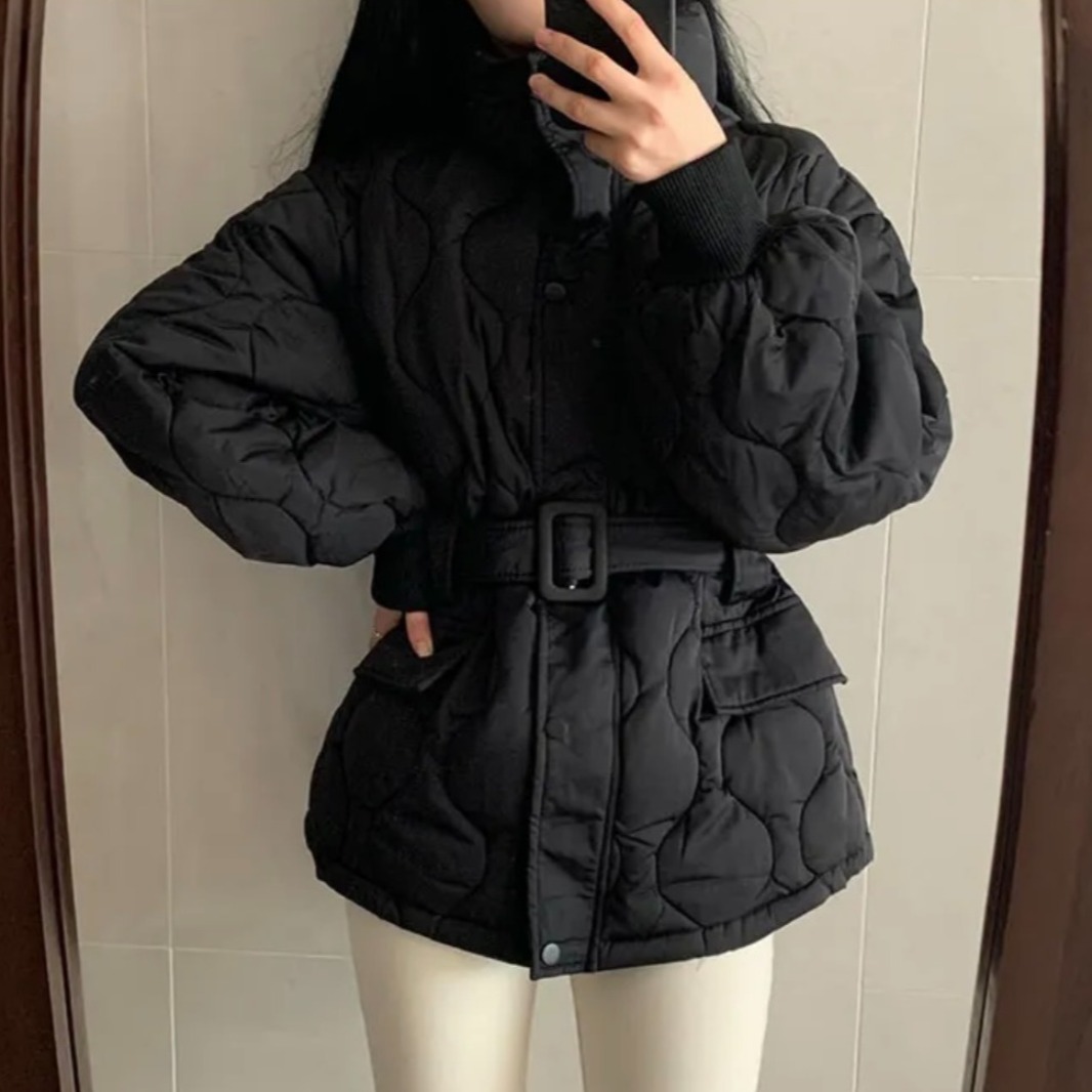 South korea Chic Autumn and Winter Temperament Down jacket Cotton-padded jacket Outerwear Mid-Length Down jacket Short Down j...