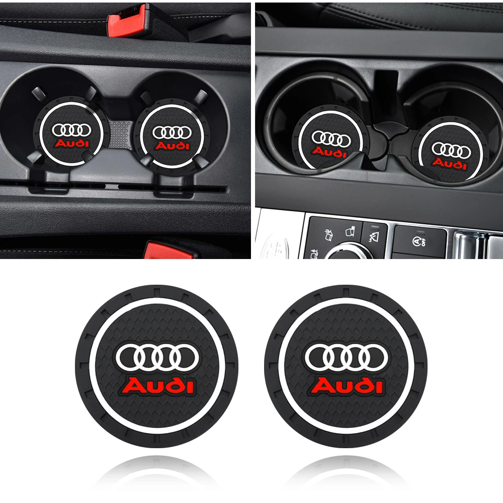 1/2 Uds. Portavasos para coche, accesorios de fibra de carbono, posavasos de agua para Audi a3 a4 a5 a6 a7 a8 Q3 Q4 Q5 Q6 Q7 b8 b6 c6 8p