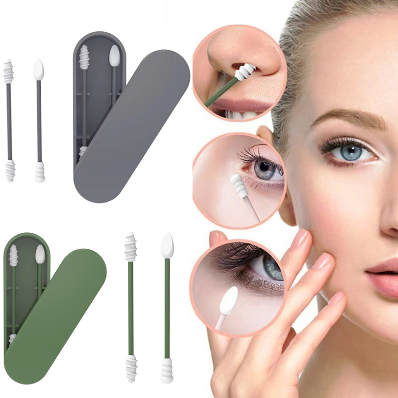2 Упаковки Силиконовых Многоразовых Тампонов Для Ушей, Портативные Двусторонние Мягкие Насадки Для Снятия Макияжа