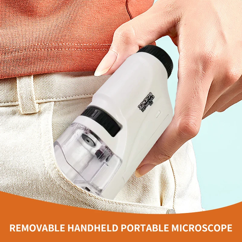 Mini Pocket Microscope Kit 60 To120x Portable Laboratory Microscope With LED Light For Kids Science Experiment Utensils