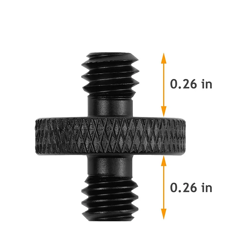 1/4" Male to 1/4" Male Threaded Tripod Screw Adapter Double Head Stud Standard Mounting Thread Converter for Camera Tripod Mic