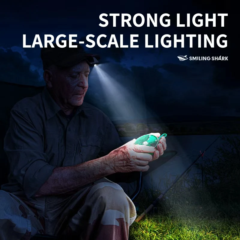 Smiling Shark TD0148 Faro con sensor de movimiento, faro LED recargable, antorcha para sombrero con clip, para senderismo, trabajo nocturno