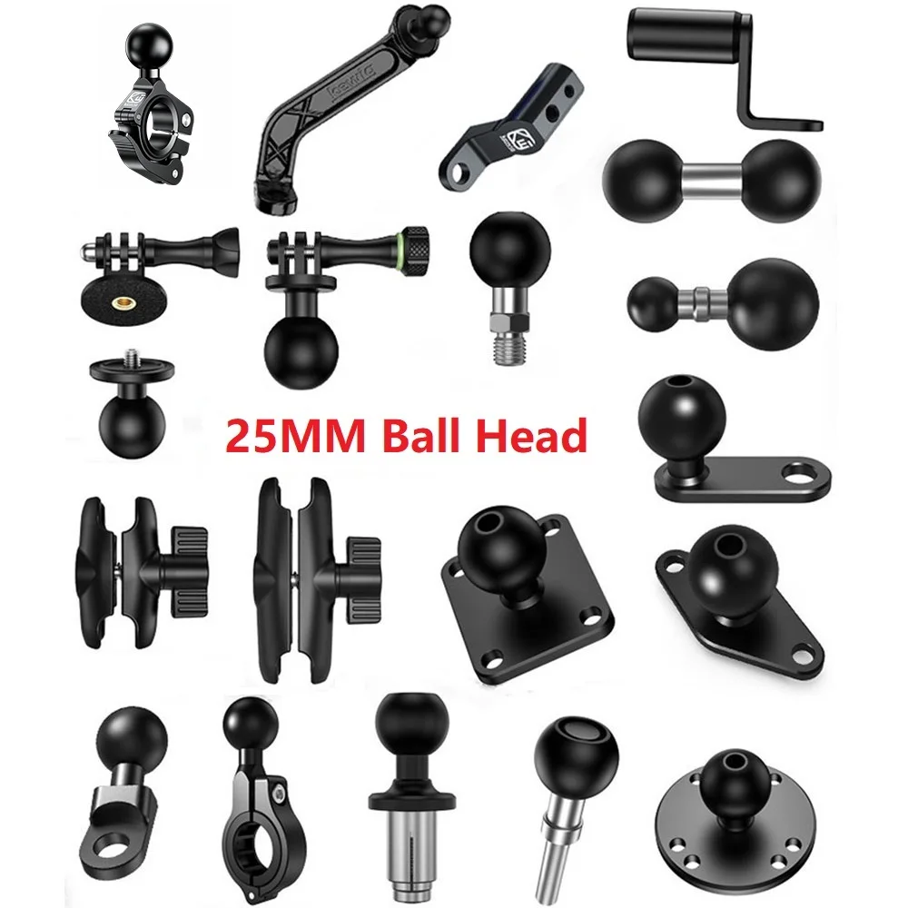 Adaptador de montaje de cabeza de bola de 1 pulgada, Clip para manillar de bicicleta y motocicleta, soporte para espejo retrovisor para GoPro 10 9 8, soportes para cámara