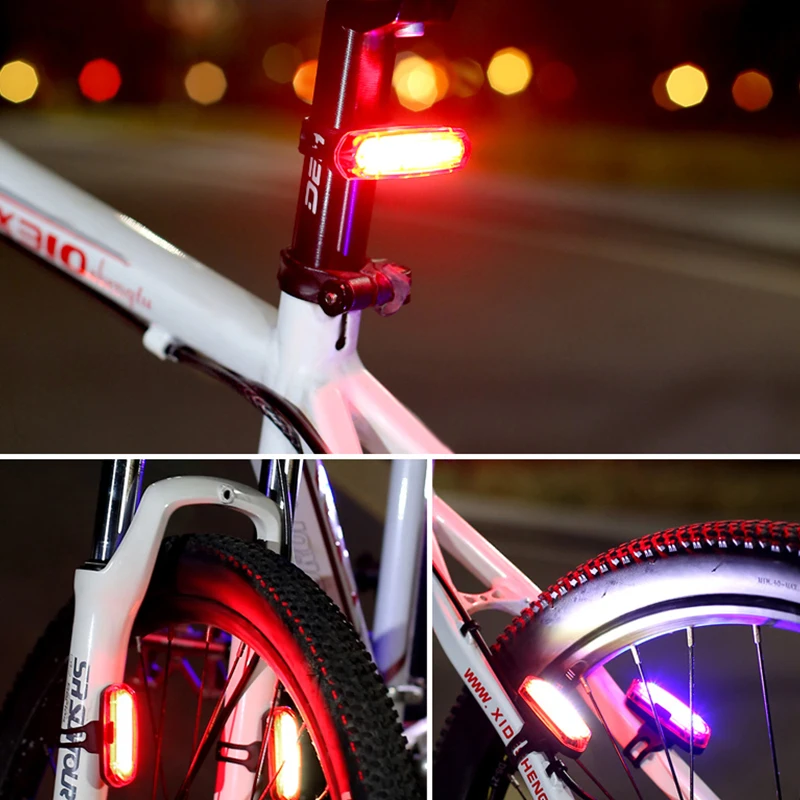 ไฟท้ายจักรยานถนน MTB USB แบบชาร์จไฟได้ LED ไฟท้ายจักรยานติดตั้งง่ายไฟเตือนจักรยานไฟท้ายเพื่อความปลอดภัยในการขับขี่กลางคืน