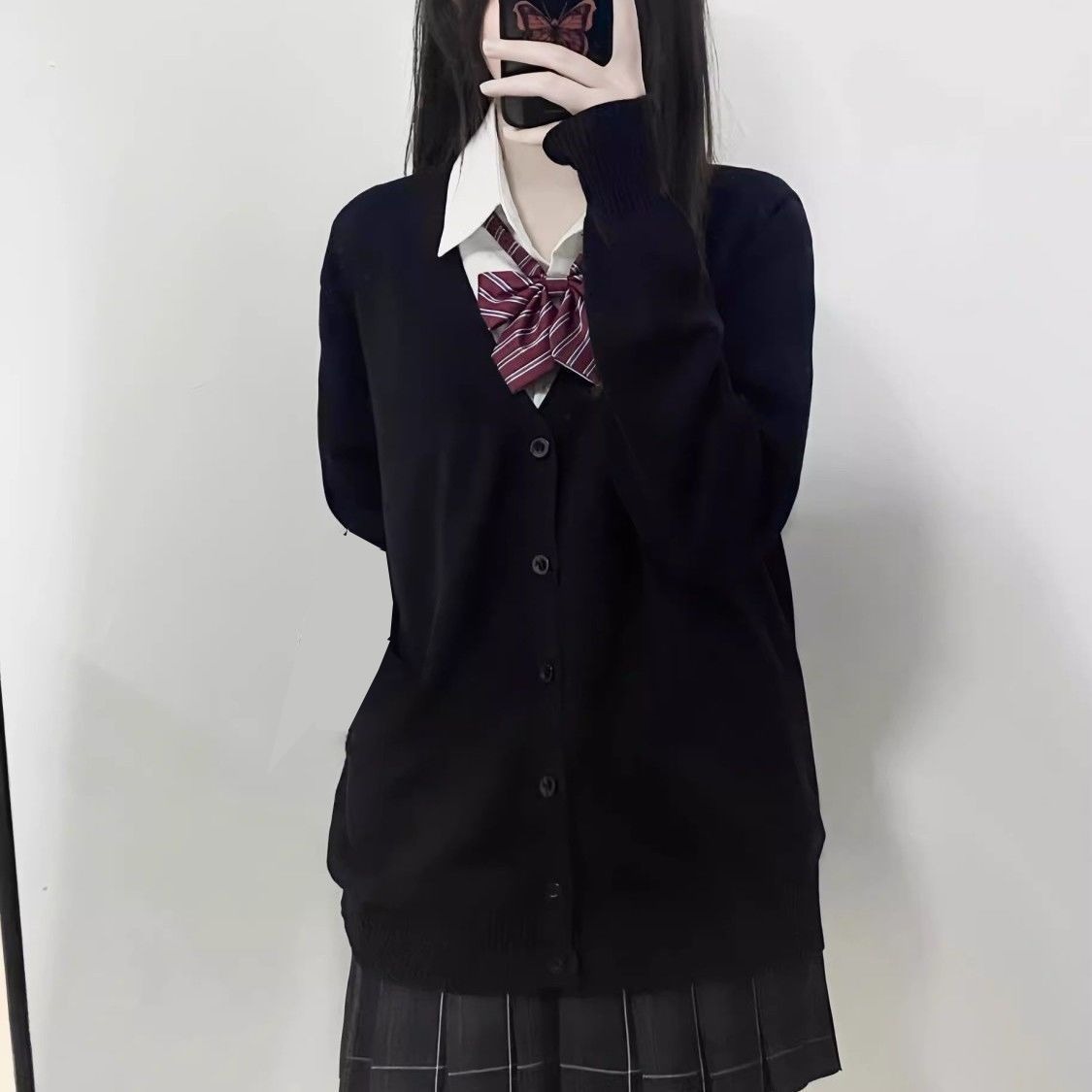 Suéter de punto con cuello en V de color sólido de moda japonesa, cárdigan de uniforme newJK original, suéter de algodón para mujer de otoño e invierno