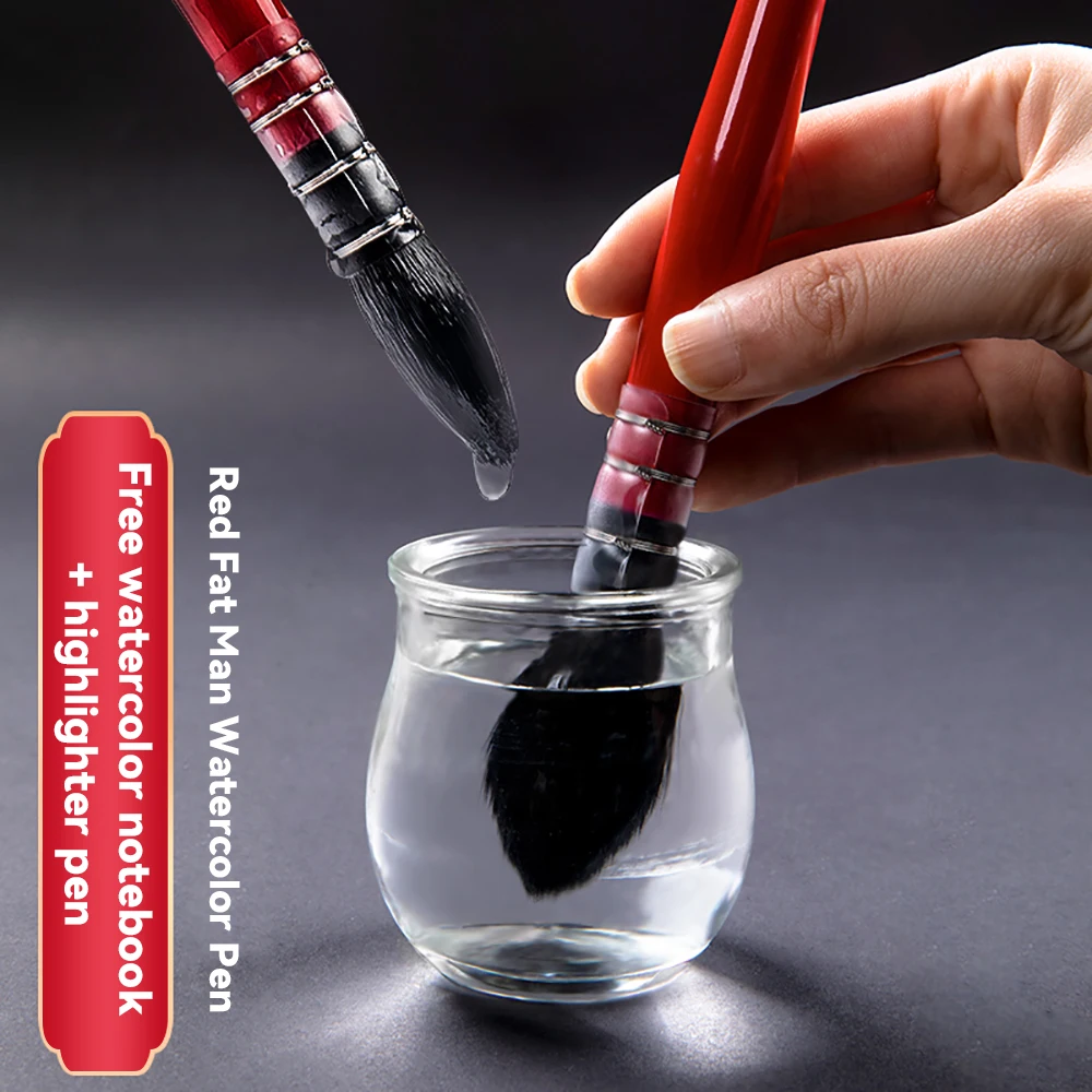 รอบแปรงทาสี Mop ผมกระรอกสังเคราะห์แปรงสีน้ําปากกาศิลปินมืออาชีพวาดภาพวาดแปรงไม้ Handle