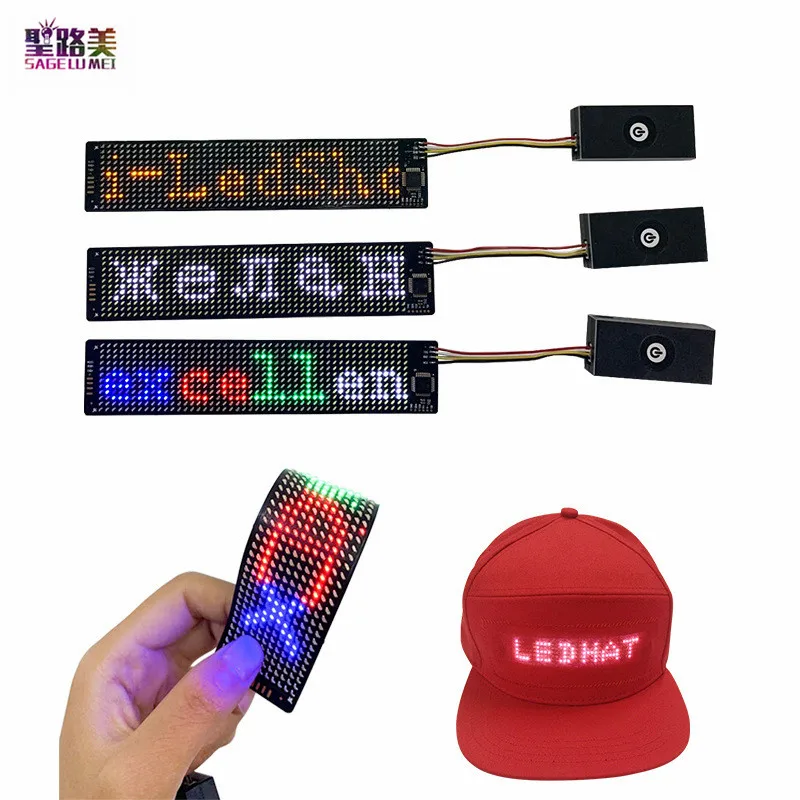 Bluetooth Có Thể Lập Trình Linh Hoạt Module LED Ứng Dụng Điện Thoại Pin Điều Khiển Mềm Mỏng Màn Hình Hiển Thị Màn Hình Cho Mũ Túi Áo Thun Mặt Nạ DIY