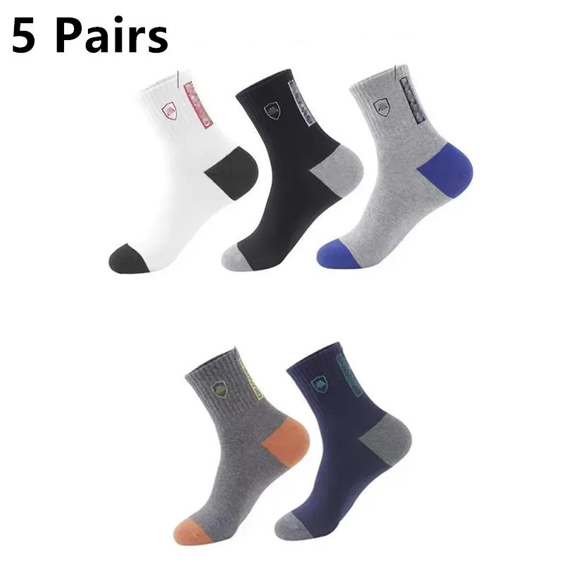 5 paia di calzini sportivi da uomo Apring e autunno estate tempo libero assorbente del sudore confortevole sottile e traspirante basket Meias EU 38-42
