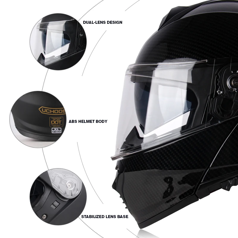 DOT Uchoose zugelassene Integralhelme Crash Motorrad Schutzausrüstung Männer Frauen Klapphelm Motorradvisier Double Sun