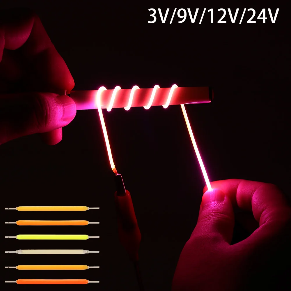 Filamento de led flexível de 2mm, 3v/12v/24v para lâmpada edison diy 1200mm 600mm 30mm roxo rosa azul vermelho branco quente
