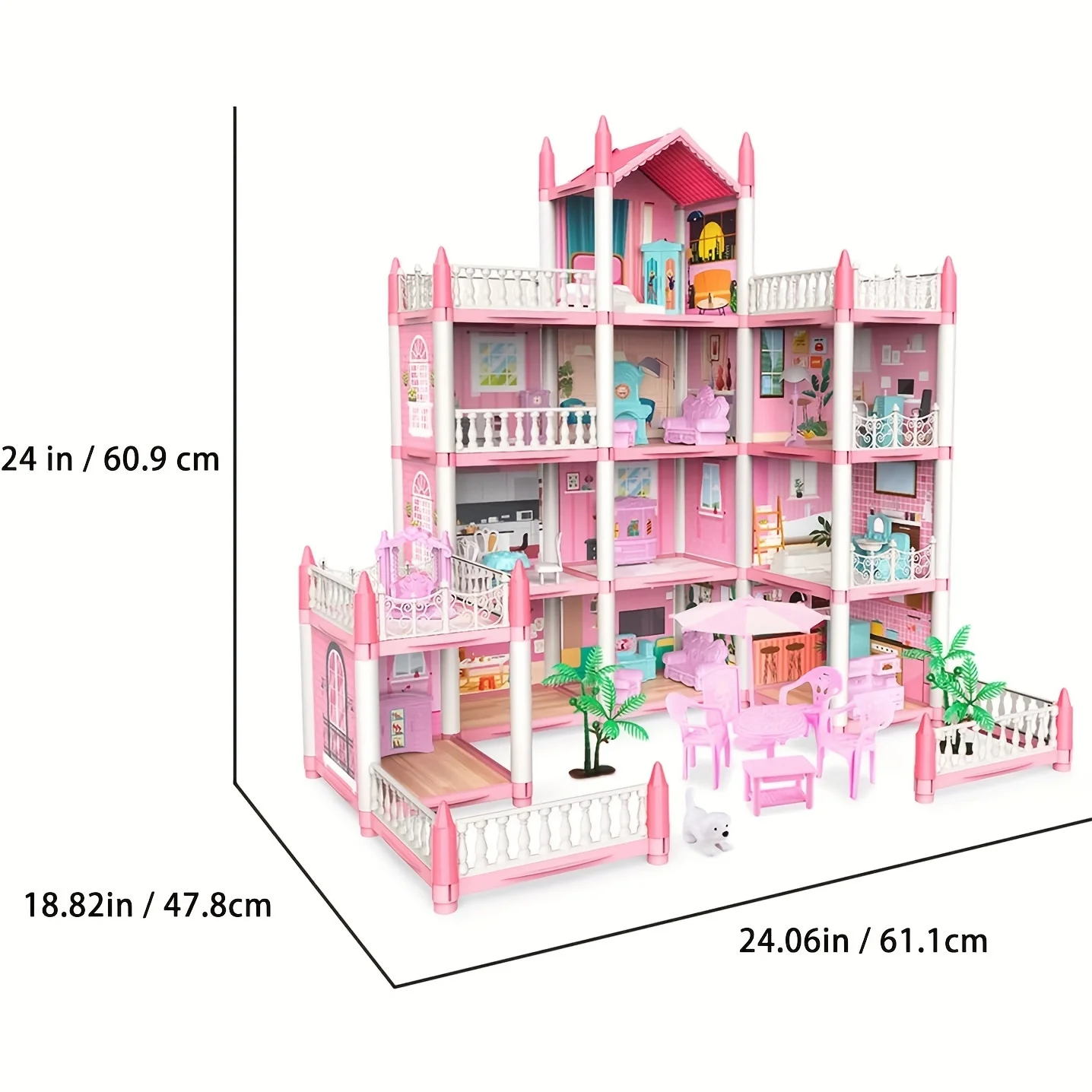 子供の音楽ドールハウス組立ヴィラハウス 3D DIY ドリームプリンセス城ヴィラ組立ドールハウスセットおもちゃ女の子家族のおもちゃ