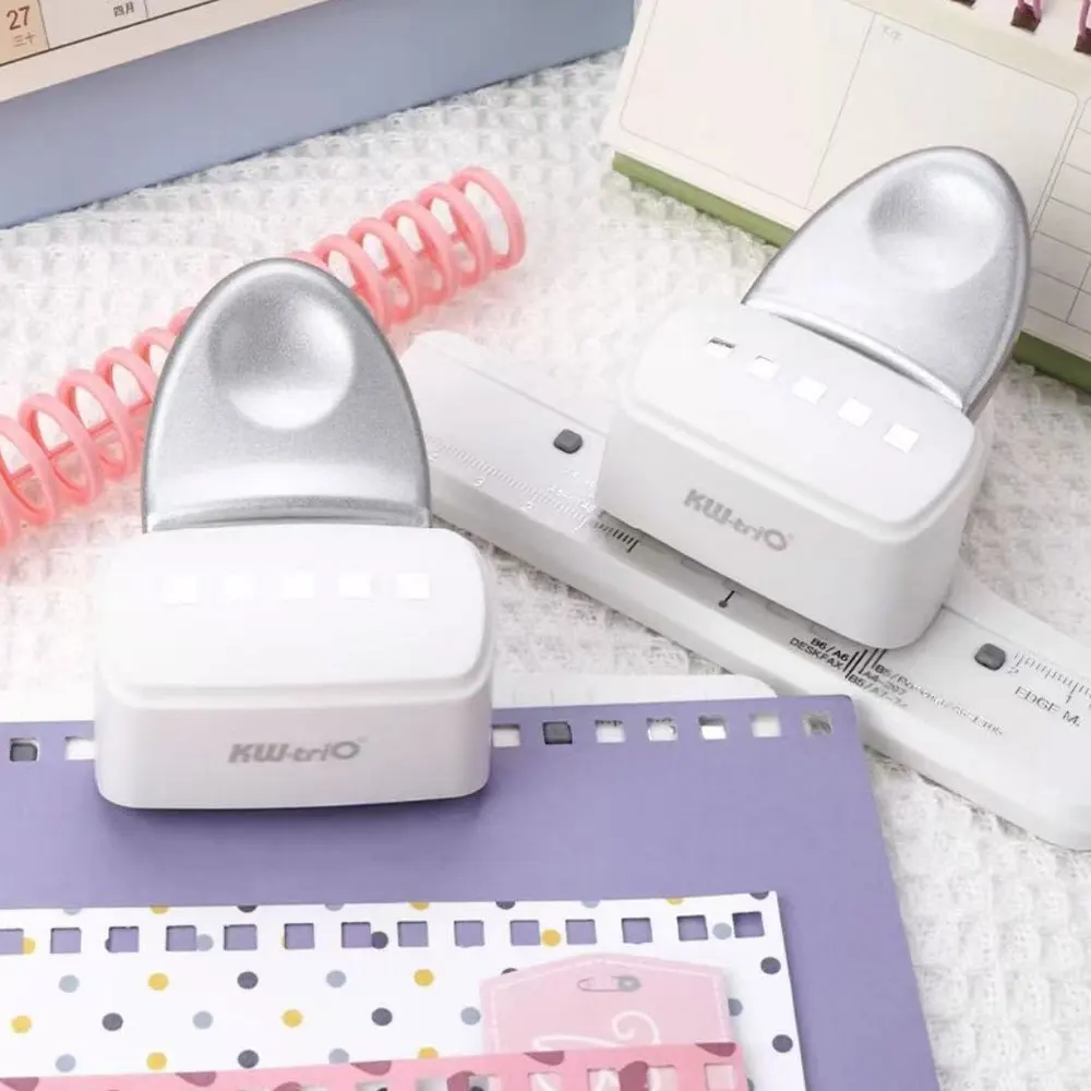 1PC 5-hole Square Binder Punch, Loose-leaf Book DIY Binding Supplies, Manual Labor-saving Hole Punch (Silver).