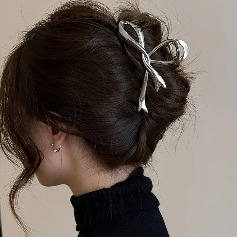 Nuevas pinzas para el cabello con lazo de cinta Vintage, pinzas para el cabello de Metal, tocado de cangrejo, horquillas, cola de caballo de tiburón para mujer, accesorios para el cabello, pasadores