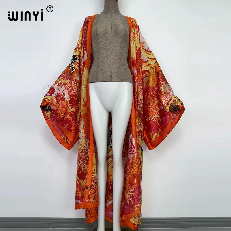 Winyi-女性用のサマードレス,イブニングドレス,カクテルドレス,excy,自由奔放に生きる,マキシ,アフリカの休暇,バットスリーブ,シルクの感触,着物