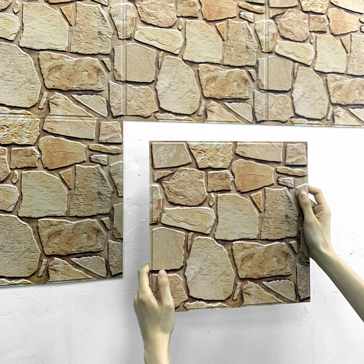 1/10 szt. Naklejki 3D ze sztucznej skórki kamienne panele ścienne i przyklejana na ścianę dekoracyjne naklejki ścienne 3D samoprzylepne kafelkowa naklejka ścienne