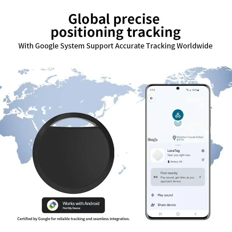 GPS Smart Tracker Tag Bluetooth Locator Anti-Lost Device Mobile Keys Pet Elderly Kids Finder Work with Android Google Find My