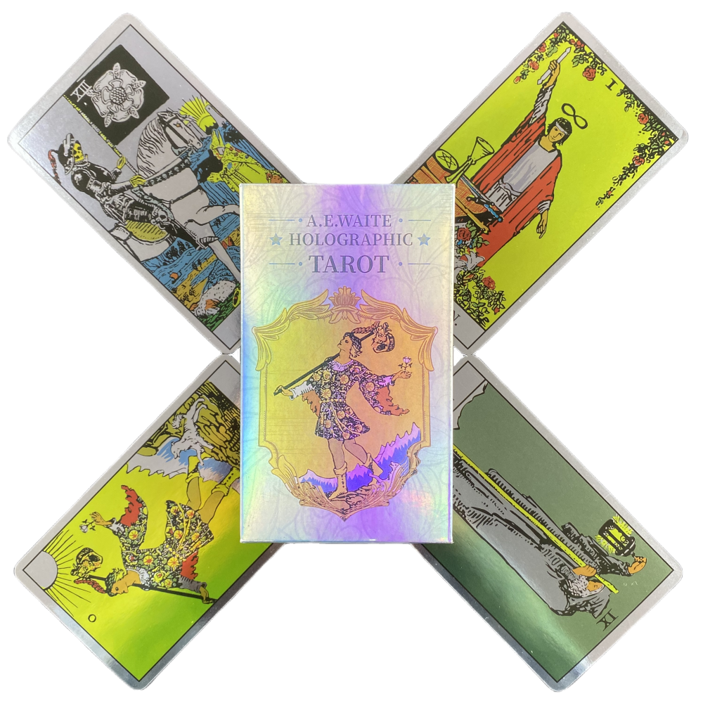 1 caixa clássico piloto tarô cartão jogo de tabuleiro com cartas flash holográficas baralho de cartas de tarô holográficas para iniciantes e colecionadores