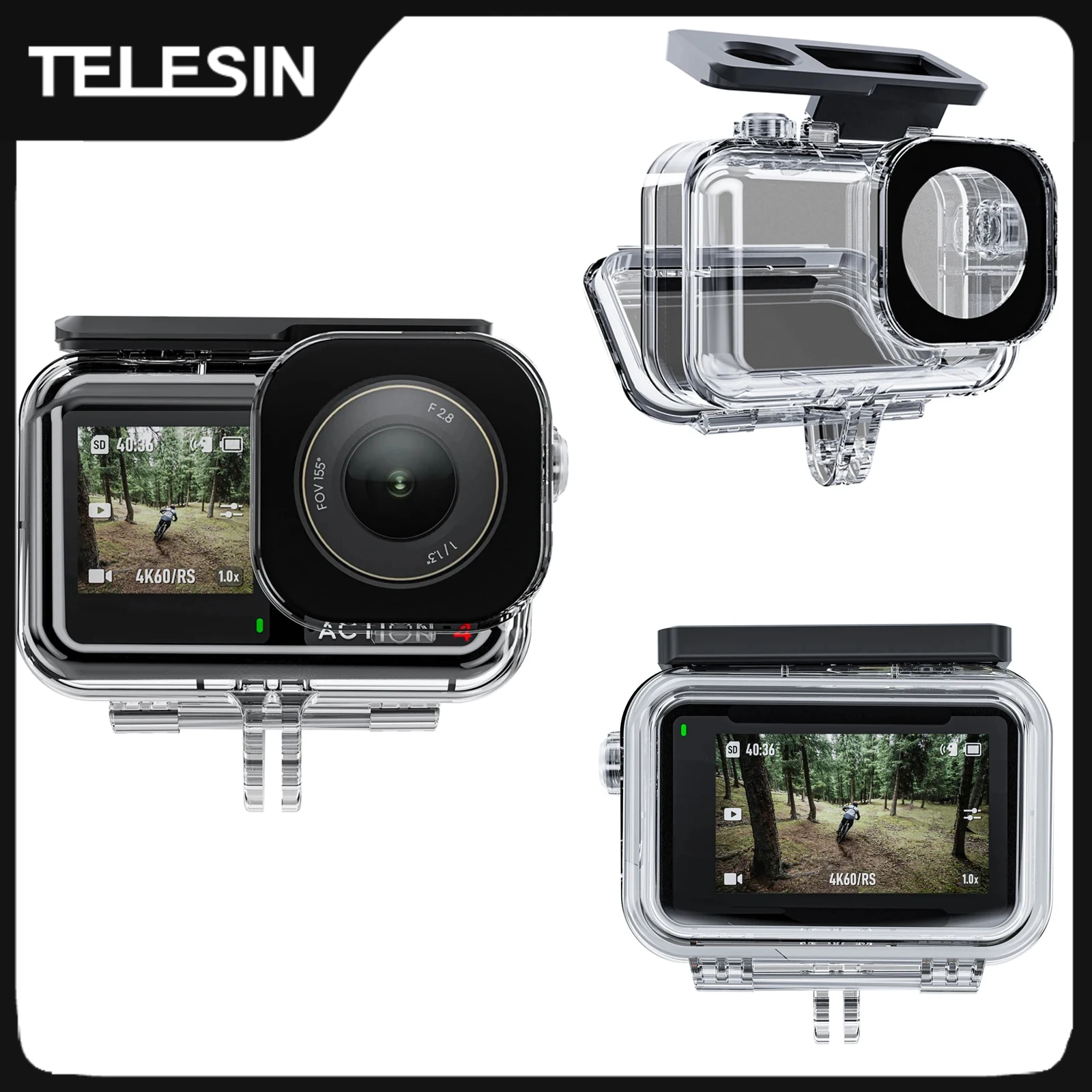 TELESIN 45M funda carcasa impermeable para DJI OSMO Action 3 4 5Pro funda de buceo subacuático cubierta protectora de alta resistencia