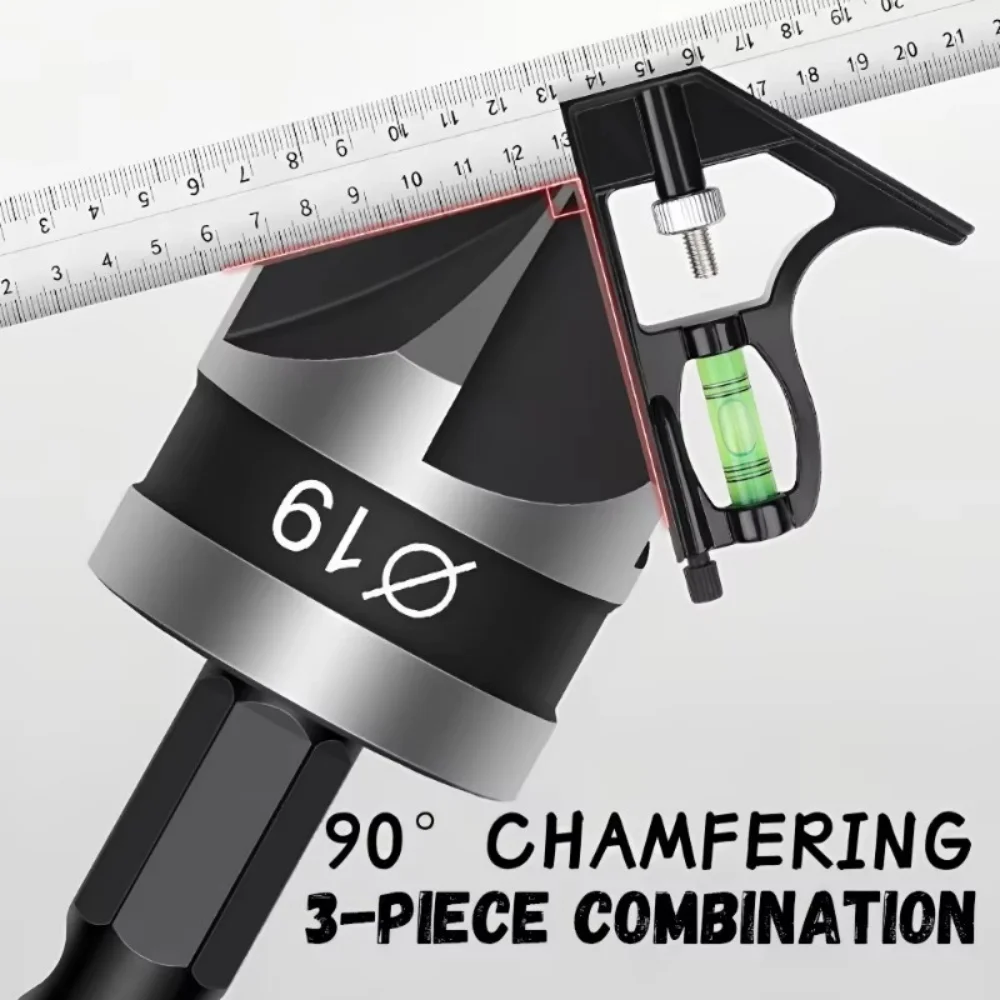 3 PCS Hexagonal Handle Five Blade Chamfering Tool 90 Degree Countersink Drill Bit WoodWorking Drill Professional Drill Bit Set