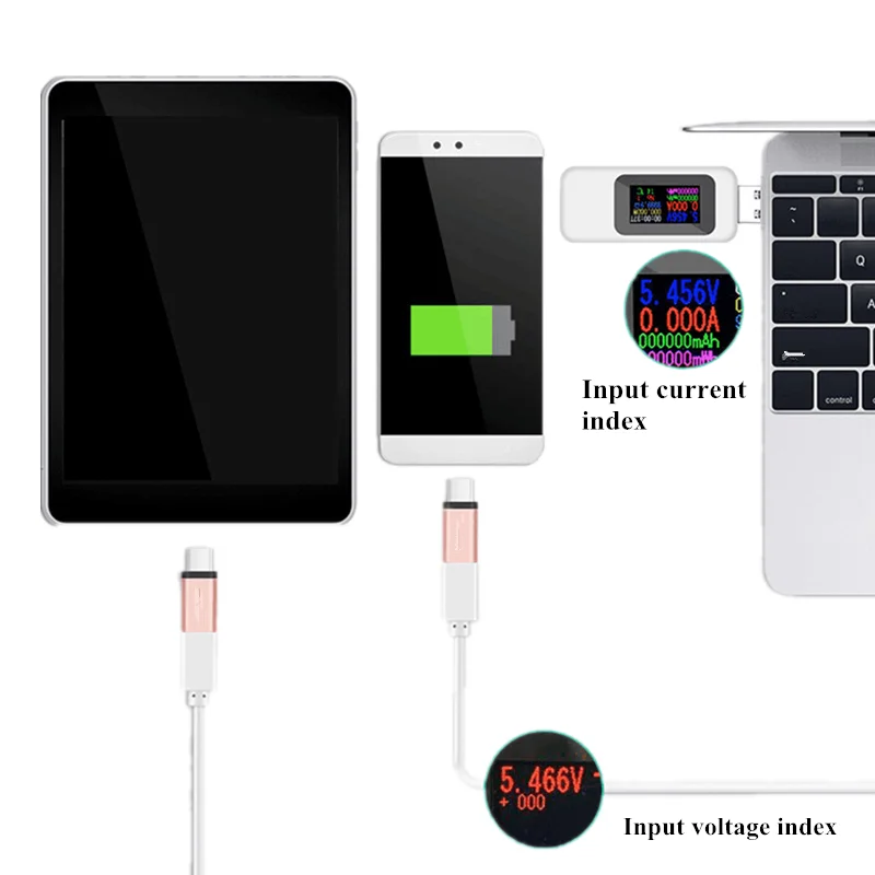 Digital Type-C Voltímetro USB, Temperatura, Corrente, Medidor de Voltagem, Detector de Volts, Amperímetro, Carregador do Banco de Potência, Indicador, 10 em 1