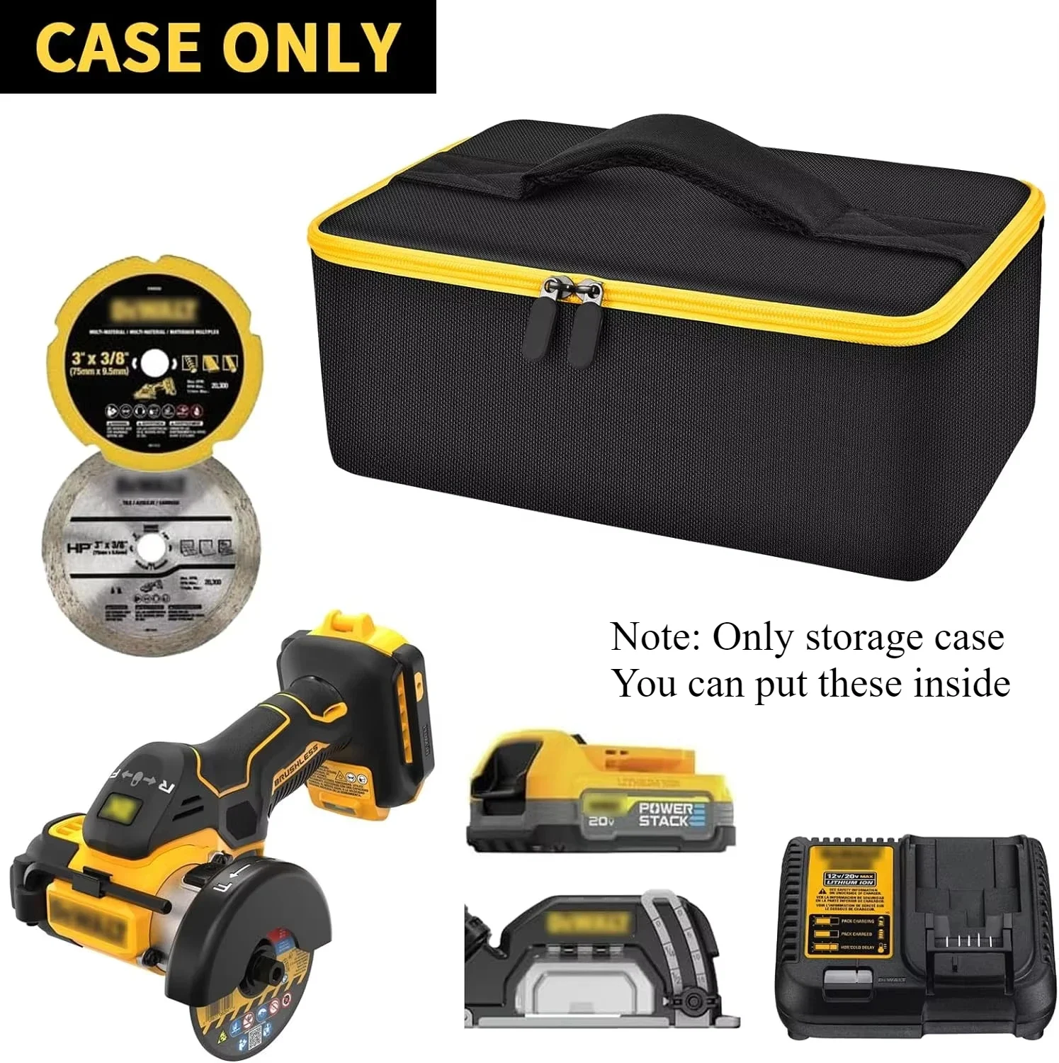 Storage Bag (Bag Only)  Compatible with DEWALT 20V MAX Cut Off Tool 3 in 1 Brushless (DCS438B),  Carrying Holder Organizer