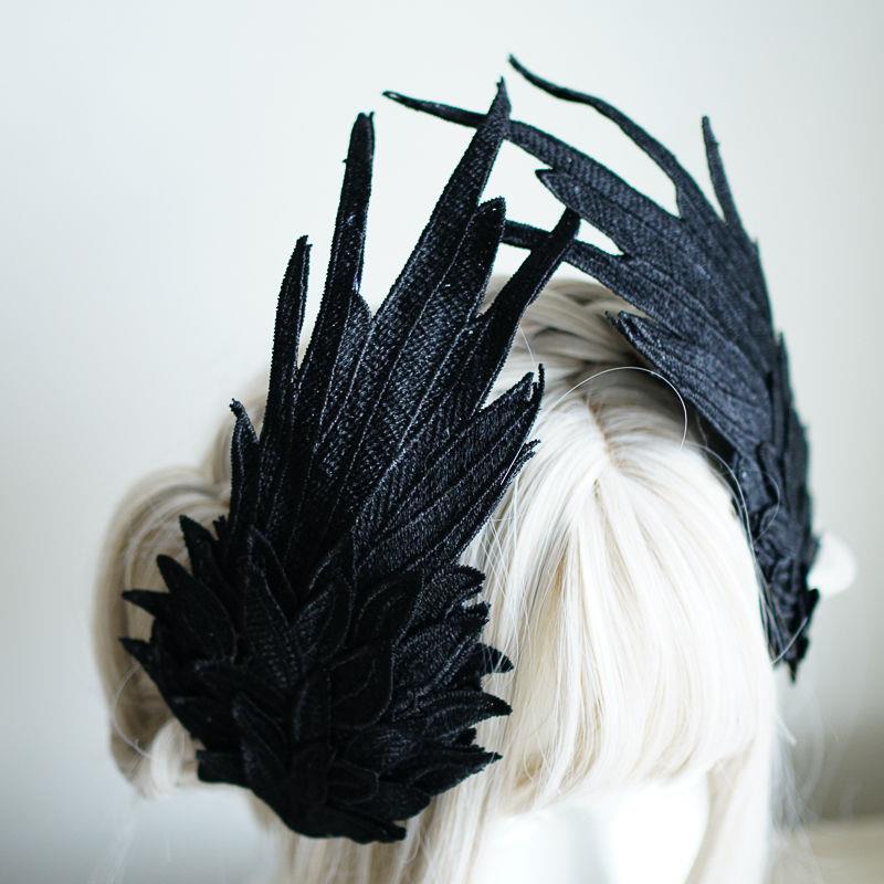 Pena anjo asa grampos de cabelo lolita barrette hairpin lolita anime cosplay acessórios para o cabelo anime dia das bruxas preto branco headwear