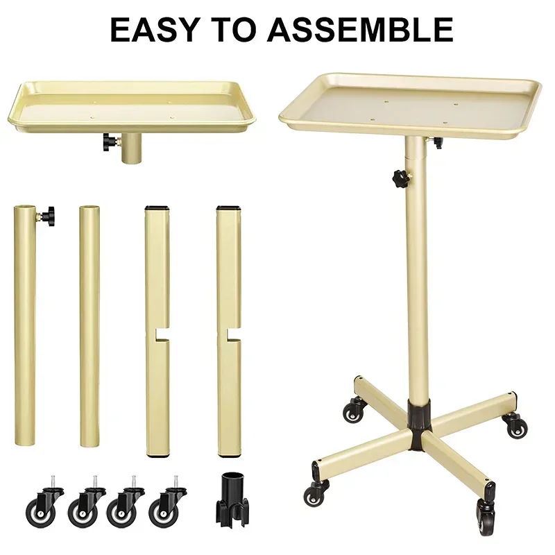 โมเดิร์นปรับทํางานรถเข็น Hairdressing ถาดล้อ Gold & Black สําหรับร้านทําผมตัดผม