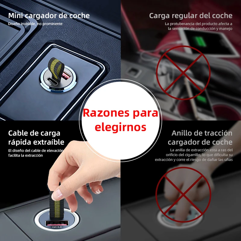Cargador de coche mini USB de 200w super Fast Charging tipo - C PD Fast Charging car Phone Charger Adapter para iPhone 15 Huawei Samsung