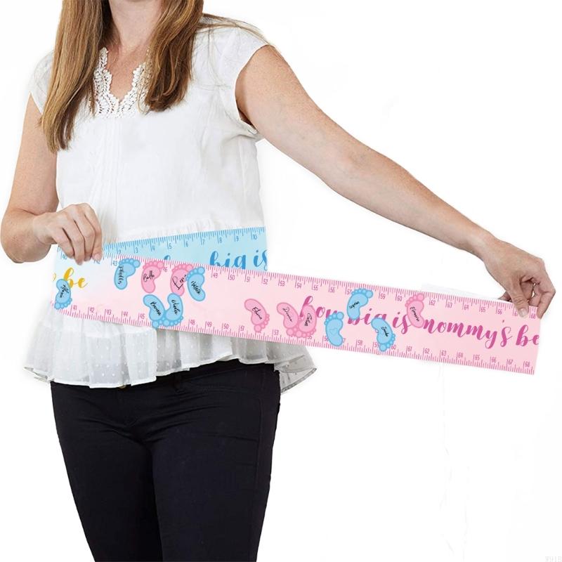 W91b Seberapa besar perut Mommy? Termasuk 1 Mommy's Belly Measuring Tape dan 12 stiker, permainan bayi-shower yang menyenangkan