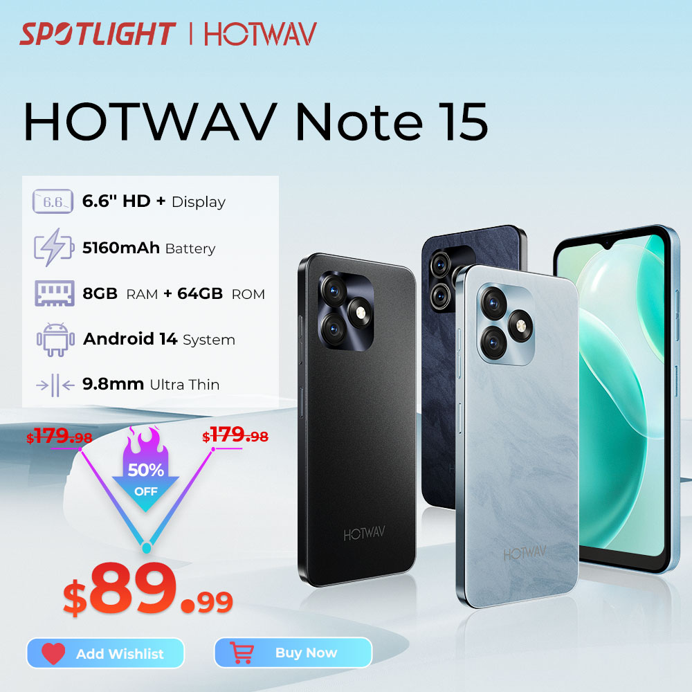 Hotwav note 15 smartphone ultrafino 6.6 ''hd + android 14 os 8(4 + 4)gb + 64gb octa-core telefone móvel 13mp 5160mah celular