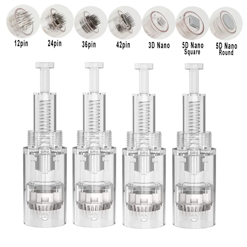 10/50/100pcs Screw Slot Cartridges Needles For Electric Derma Pen Micro Needle 9/ 12/ 24/ 36/ 42/ Nano Pin Tattoo Face Skin Care