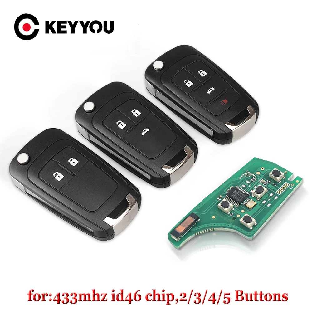 Jingyuqin chave remota do carro para opel vauxhall insignia astra para vauxhall opel zafira astra 2/3/4 botões 433/315mhz controle