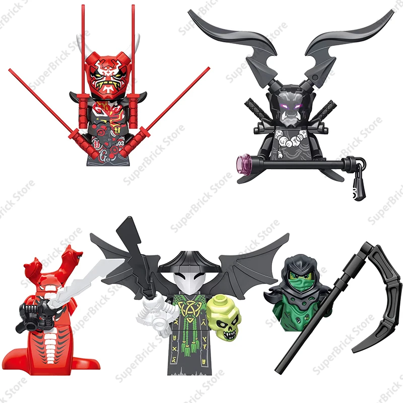 Mini figura de acción Ninja de dibujos animados para niños, modelo de bloques de construcción, muñeca de juguete clásica, colección de personajes, ladrillos, regalo de cumpleaños