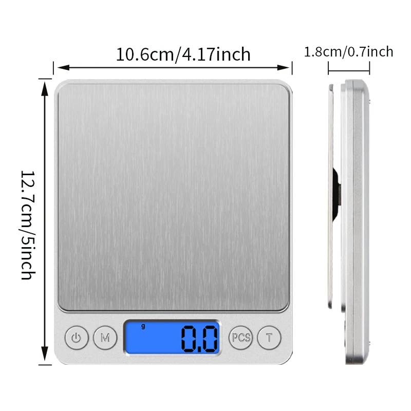 500g/0.01g Bilancia portatile per gioielli 3kg/0.1g Display digitale Bilancia da forno Bilancia elettronica Bilancia da tavolo personale Bilancia per alimenti da cucina